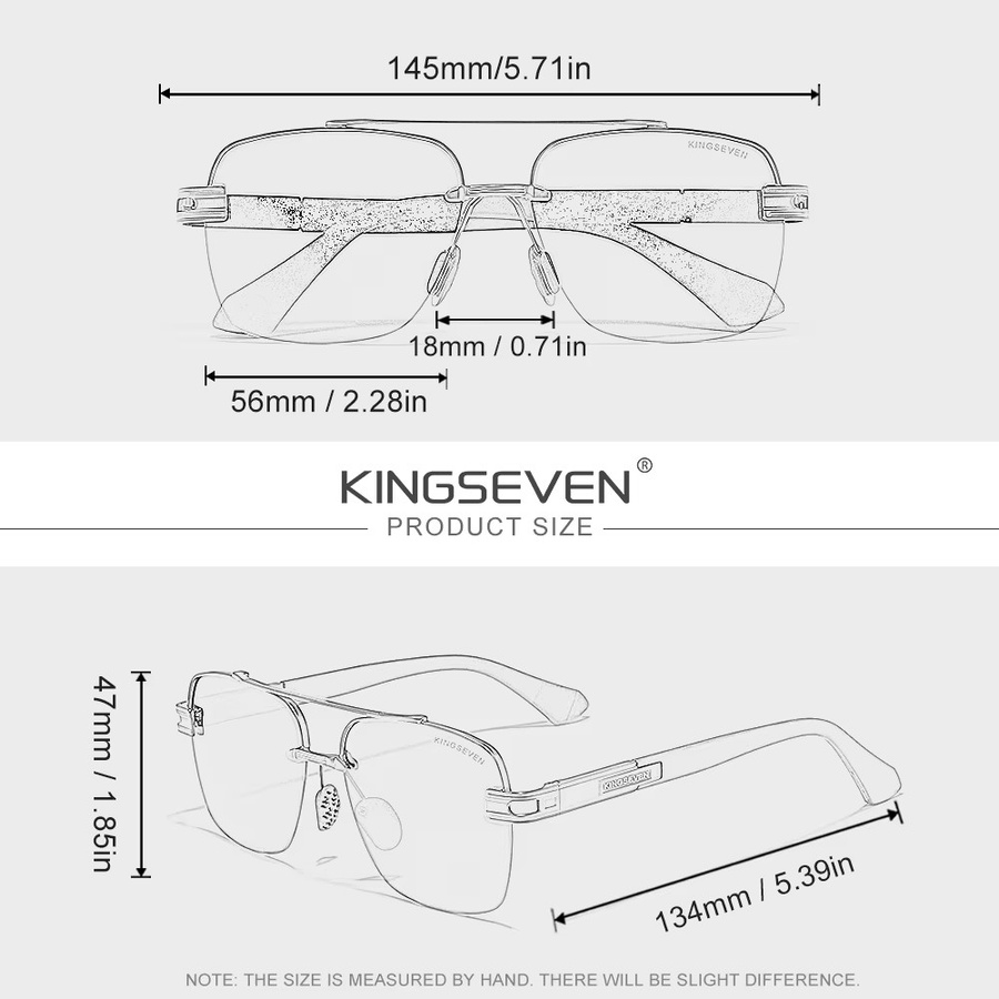 KINGSEVEN Sonnenbrille Halbrahmen, square, polarisiert, Unisex - Bild 2