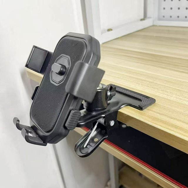 Tragbarer Metall-Desktop-Handyhalter in Schwarz mit Schwenk- und Neigefunktion für Live-Streaming und Desktop-Nutzung - Bild 1