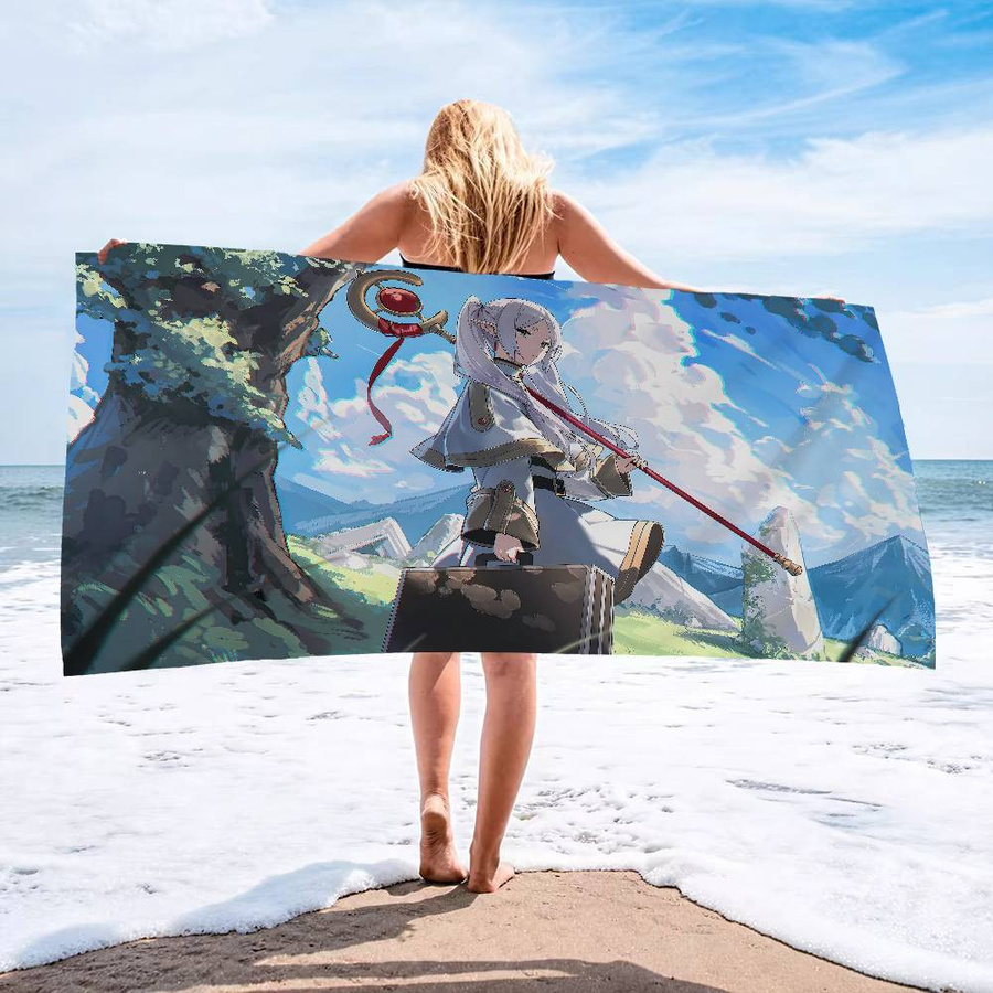 Dalangpa Strandtuch Frieren Anime Design Mikrofaser Weiß, B: 30 cm, H: 60 cm - Bild 2