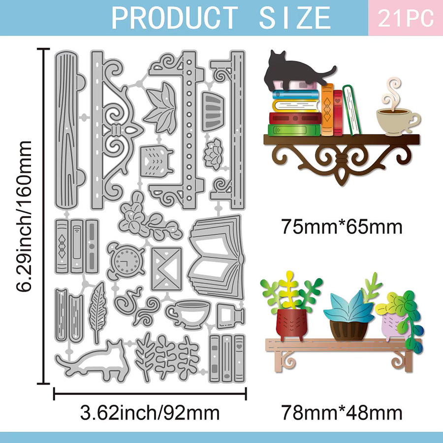 Stanzformen aus Kohlenstoffstahl für DIY-Scrapbooking und Papierarbeiten, B/H/T: 16,0 x 9,2 x 0,8 cm - Bild 2