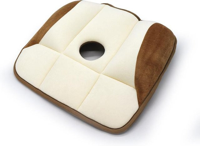 Elektrisches Massagekissen mit Heizfunktion und Vibration in Beige, quadratisches Hüftkissen aus Samt und Polyester, B/T/H: 40 x 40 x 3,8 cm - Bild 1