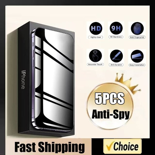PJPK Anti-Spy Privatsphäre Displayschutzfolie aus Glas für iPhone 15 14 13 12 11 Pro Max Mini X XS XR 7 8 Plus und iPhone SE 2020 2022 - Bild 1