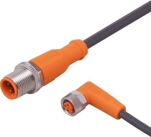 ifm electronic EVC230 Verbindungsleitung mit Stecker gerade und Buchse gewinkelt, Farbe: Orange, Länge: 0,3 m, Polzahl: 3 - Bild 1