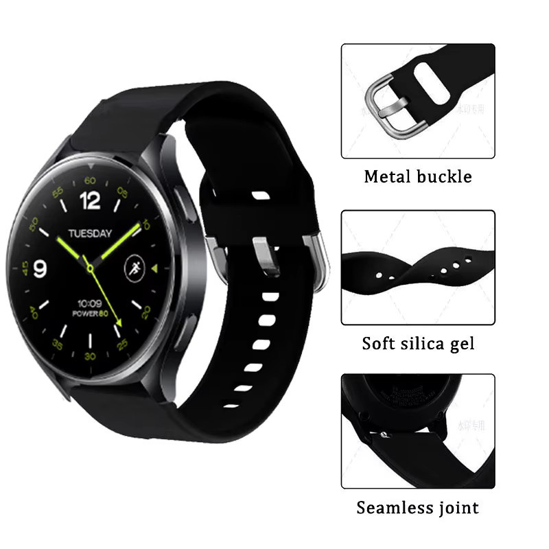 Uhrenarmband Silikon, 22 mm, Schwarz, Unisex - Bild 2