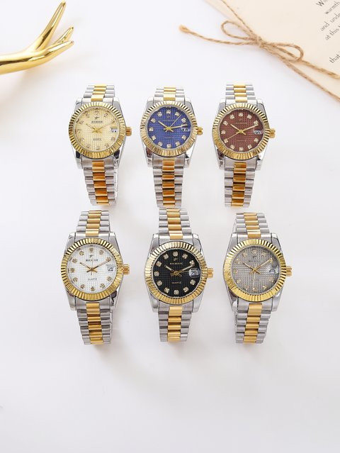 RICECGO Armbanduhr, Quarz, Edelstahl, Weiß, Diamantbesetzt, Damen - Bild 1