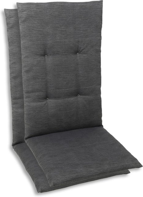 2er Set Sessel-Auflagen von GO-DE Textil in Anthrazit aus Polyester und Baumwolle, B/T: 48 x 48 cm - Bild 1