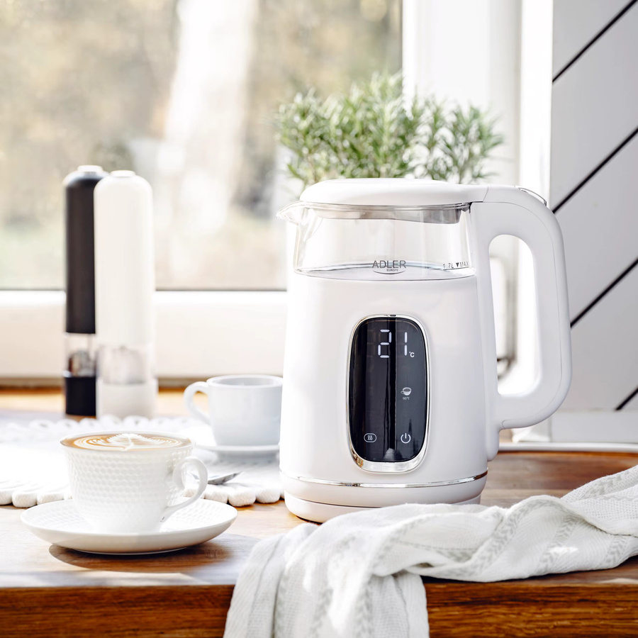 Aeg Wasserkocher aus Glas in Weiß mit 1,7 l Fassungsvermögen, 220 W Leistung, manueller Temperatureinstellung und Temperaturwartungsfunktion - Bild 4