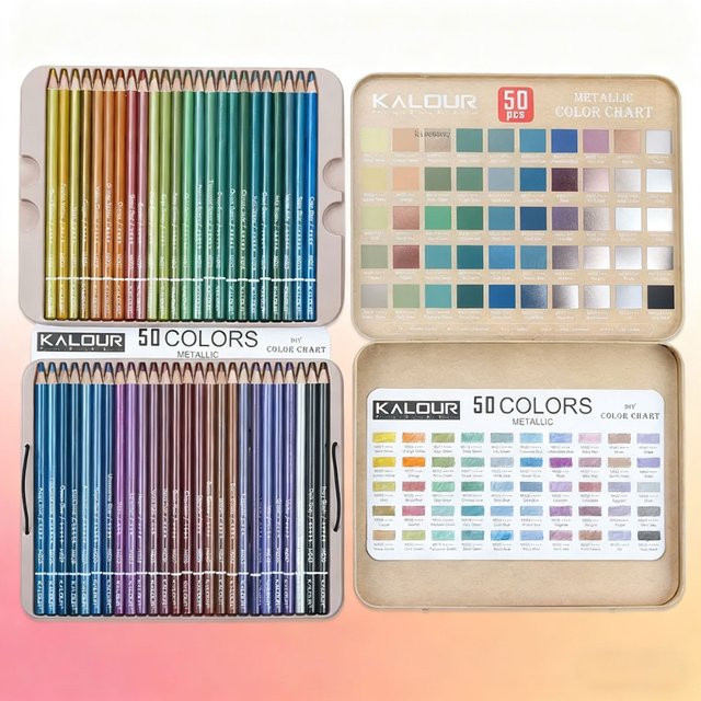 50 Stück Metallic und Macaron Buntstifte in Mehrfarbig für Malerei und Zeichnung im Geschenkset - Bild 1