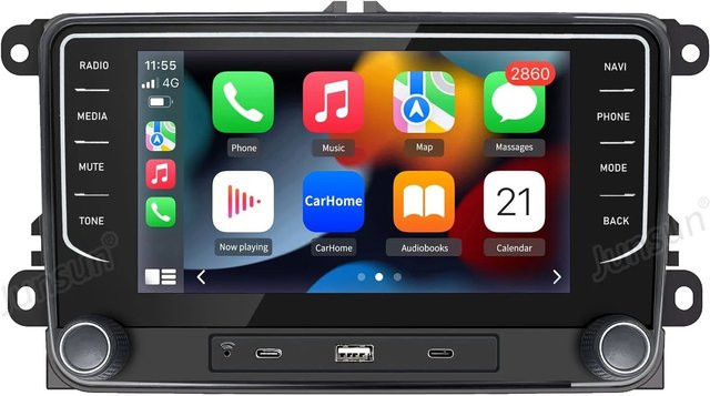 Junsun Autoradio für VW Golf 5 6 T5 Tiguan mit 7 Zoll Display, Bluetooth, GPS, Wi-Fi und USB in Schwarz - Bild 1