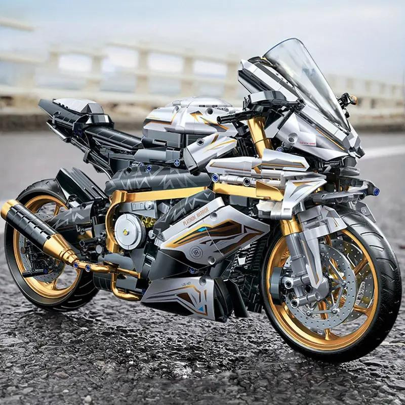 Yiran toy Weißgold Motorrad Bausteine 2431 Teile ab 14 Jahren - Bild 4
