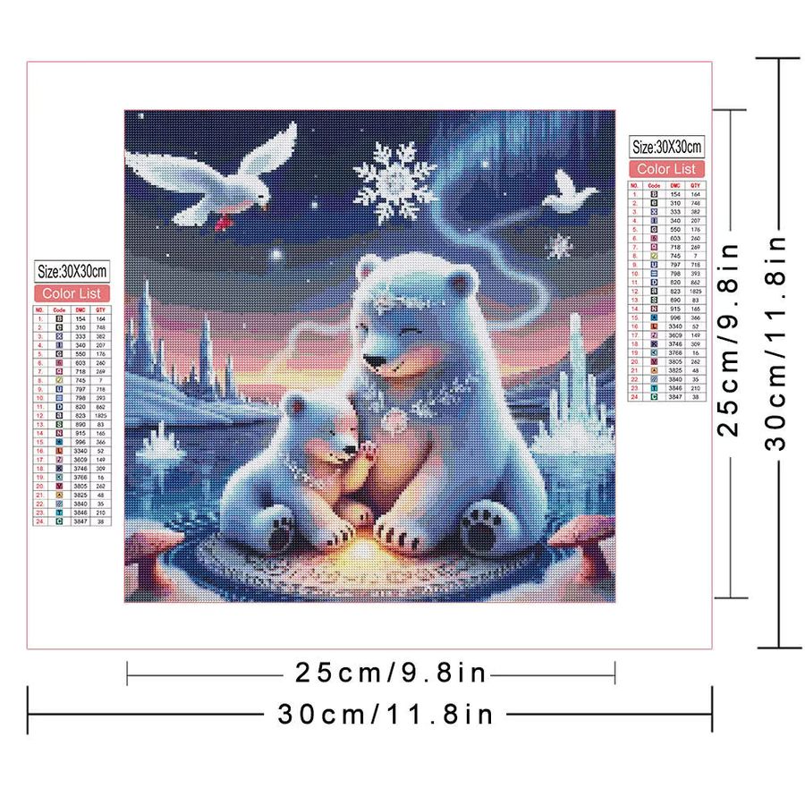 AZQSD 5D DIY Diamantmalerei Set Winter Szene mit Eisbären und Möwen, Strass Stickerei Kit mit runden Diamanten - Bild 2