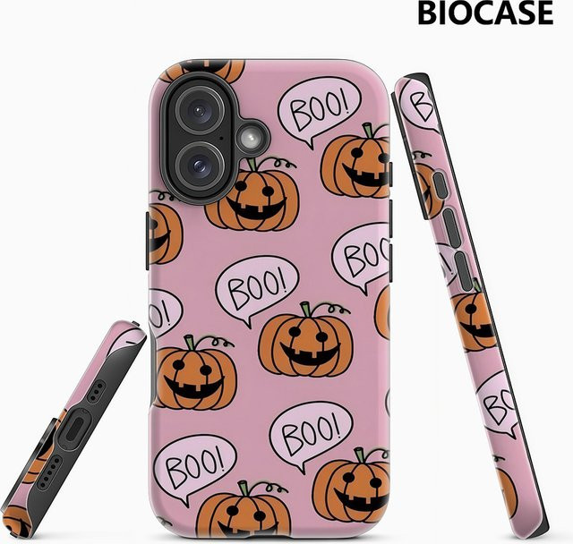 Halloween Pumpkin Boo Handyhülle für iPhone 17 16 15 14 13 12 11 Pro Max Plus mit doppelschichtiger Rückseite - Bild 1