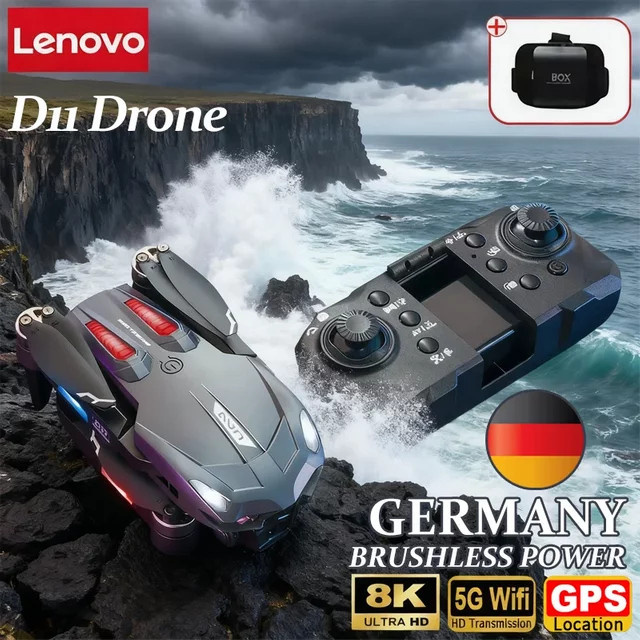 Lenovo D11 GPS-Drohne mit 8K Aerial HD Dual-Kamera, bürstenlosem Motor und omnidirektionaler Hindernisvermeidung in Schwarz oder Gelb - Bild 1