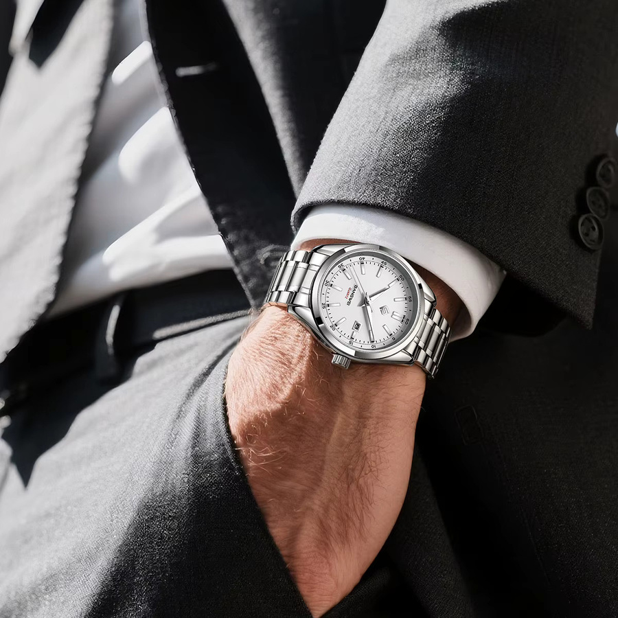BANGWEI Armbanduhr, Quarz, Edelstahl, Silber, Herren - Bild 4