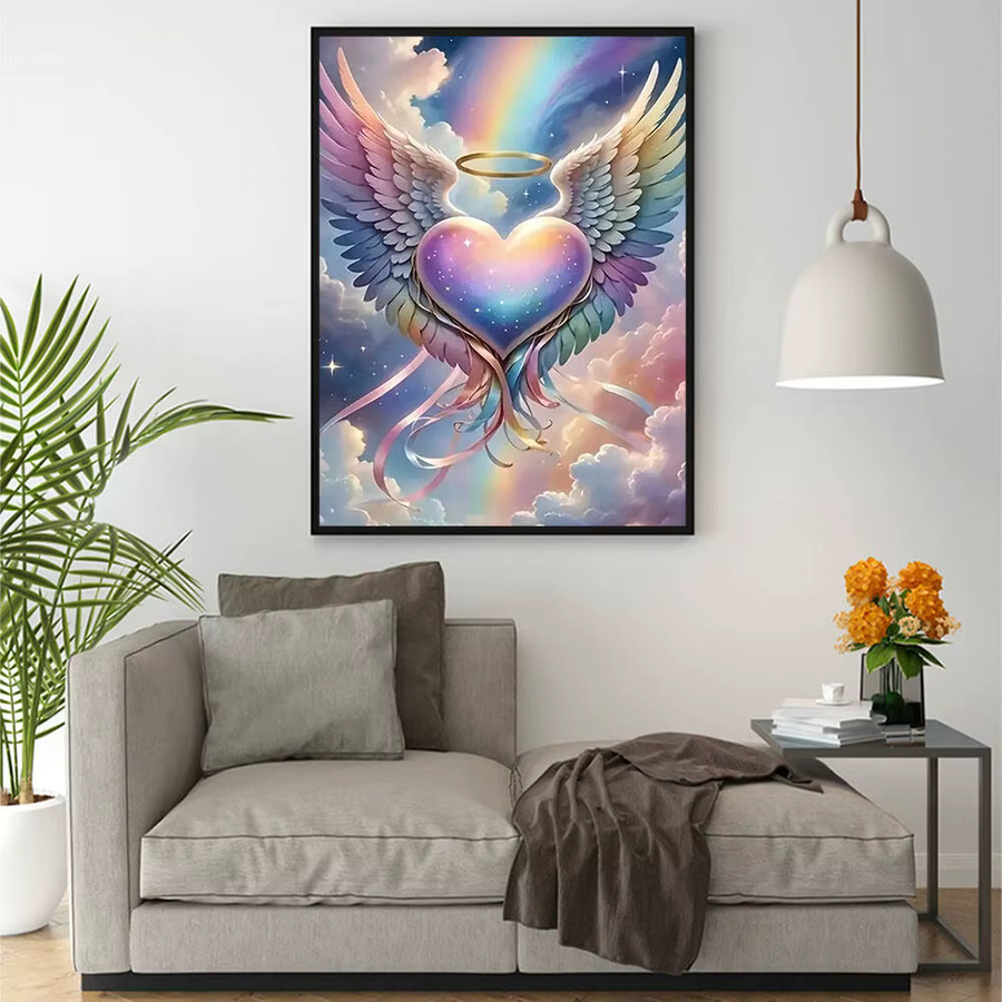 Momoart DIY Diamantmalerei Herz und Engel Landschaft als Strass Mosaik Bild in Multicolour - Bild 3