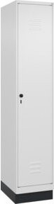 C+P Spind Classic PLUS Garderobenschrank mit Sockel, 1 Abteil, Farbe: Grau/Weiß, H x B x T: 195 x 40 x 50 cm, mit Sicherheits-Drehriegel, 4 Garderobenhaken und mittiger Trennwand - Bild 1