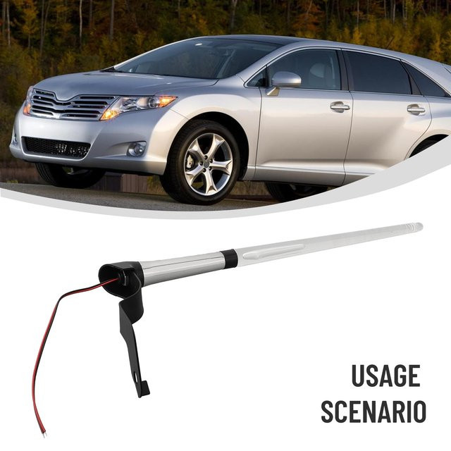 SUITU Universal Auto Außenlicht Antenne mit Fahnenmast in Silber, 12V Zubehör für die Direktmontage - Bild 1