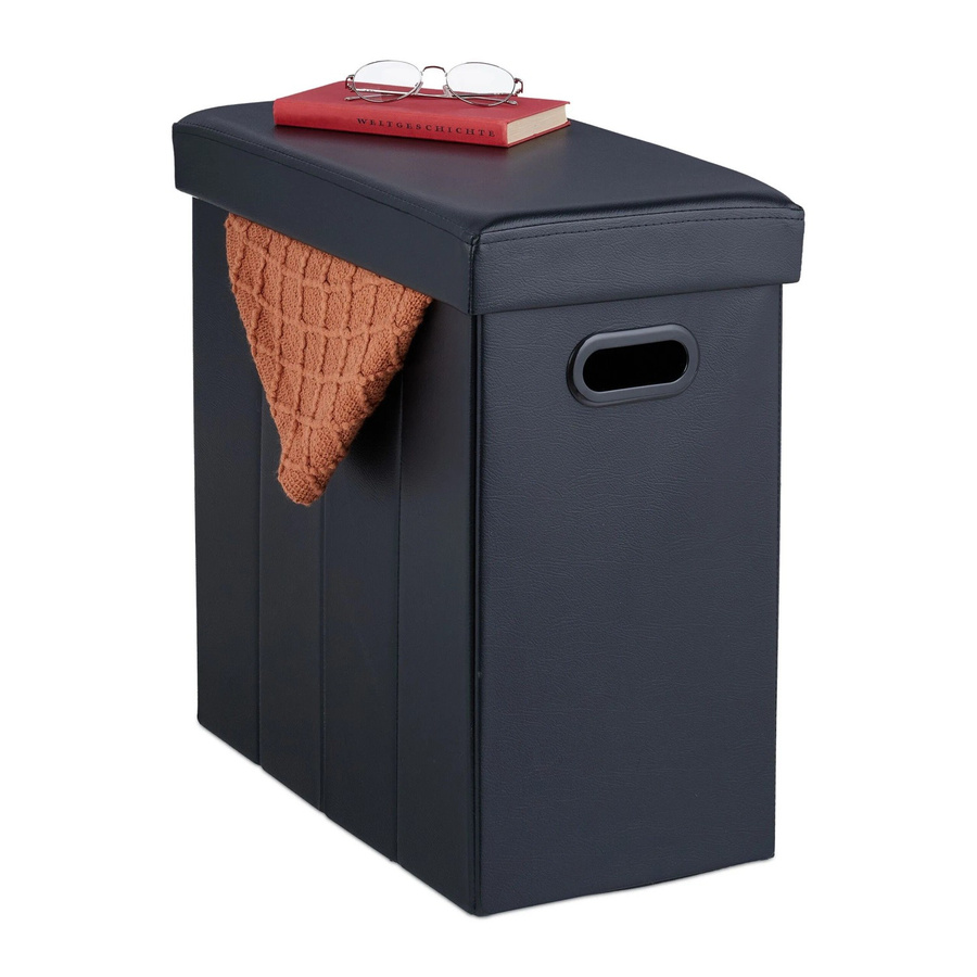 Relaxdays Sitzhocker aus Kunstleder in Schwarz, faltbar, B/T/H: 49 x 48,5 x 27 cm - Bild 2