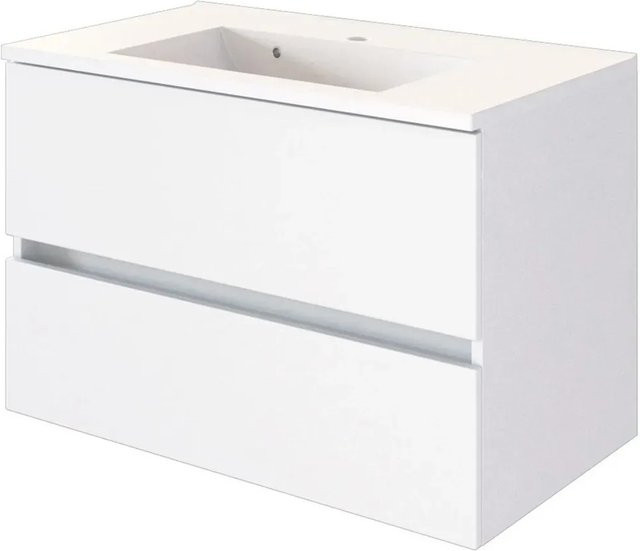 Held Möbel Einzelwaschtisch Verona 80 cm Weiß Matt mit Softclose und Mineralguss - Bild 1