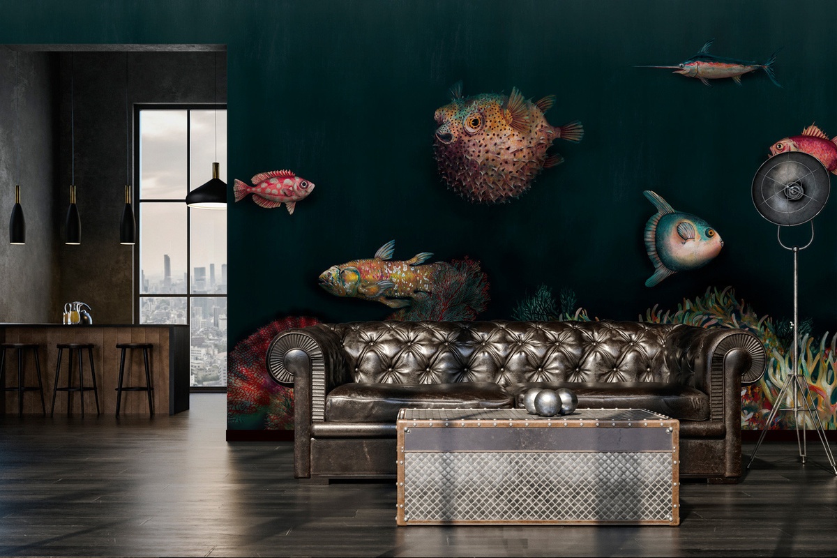 Coordonné Wandbild Deep Ocean Atlantic in Blau und Grün mit abstraktem Design - Bild 1