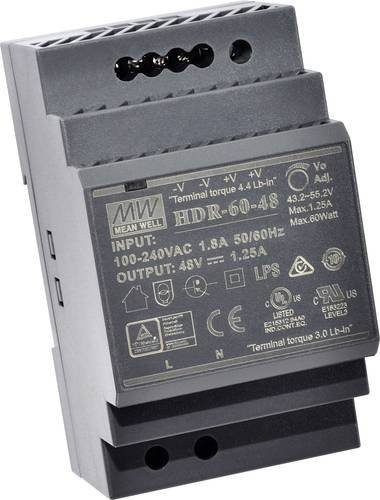 Mean Well HDR-60-5 Hutschienen-Netzteil DIN-Rail 5 V/DC 6.5A 32.5W Grau - Bild 1