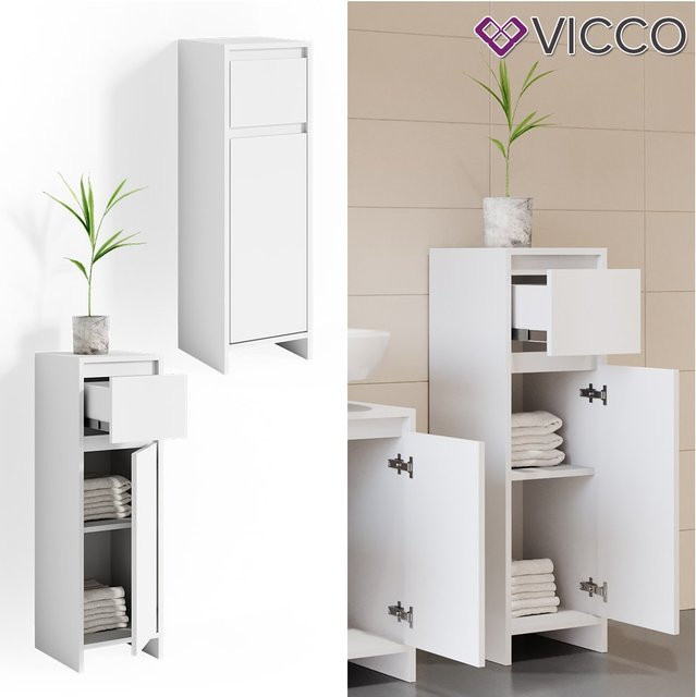 Vicco Badschrank Emma Weiß mit Schubladen und Regalfächern, Breite: 30 cm, Höhe: 95 cm - Bild 1