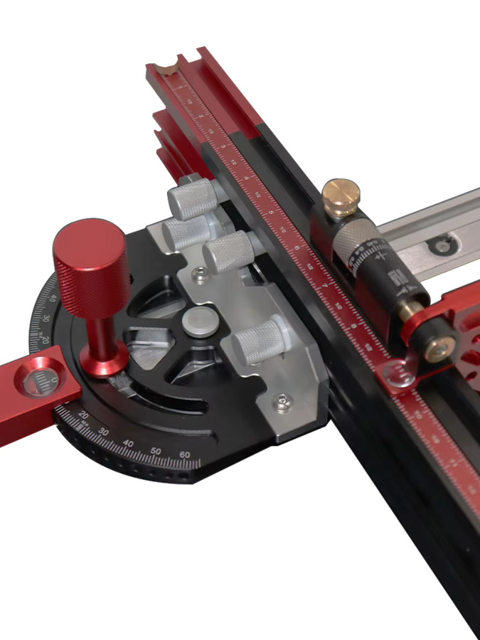 ENJOYWOOD Gehrungslehre mit 508 mm Präzisionszaun und Winkel 0–60 Grad in Rot für Holzbearbeitung, Tischkreissäge und Frästisch - Bild 6