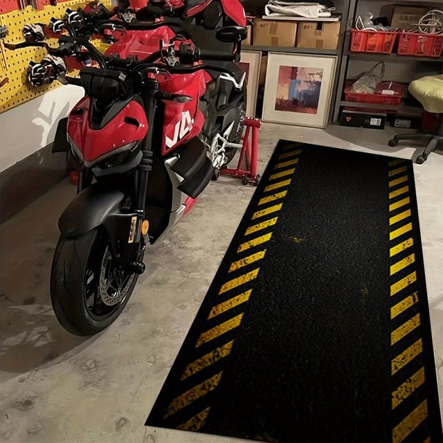VIKAMA Motorradmatte im Sport-Vitality-Stil, schwarzer Teppich für Auto- und Fahrradparkplätze - Bild 1