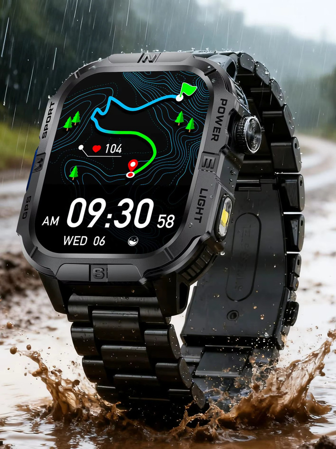 yaocx Smartwatch, GPS, Herren, Blau, Edelstahl, Silikon, 3 ATM - Bild 5