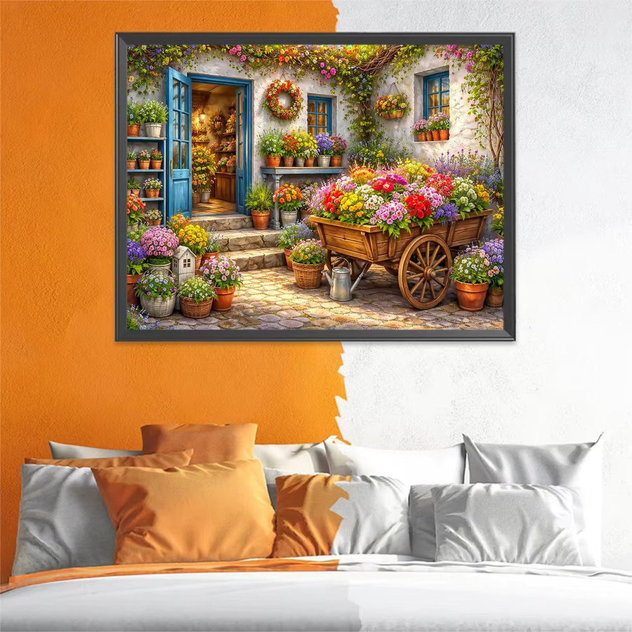 EverShine Diamant-Mosaik DIY Stickerei Blumenhaus mit Topfpflanzen in Multicolour, B/H: 30 x 30 cm - Bild 3