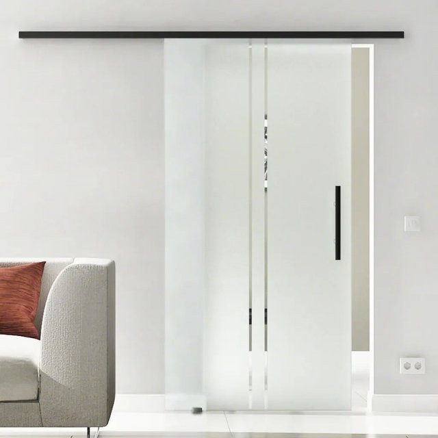 Levidor Glasschiebetür Köln Komplettset in Schwarz mit Stangengriff und SoftClose, B: 65 cm, H: 217,5 cm - Bild 1