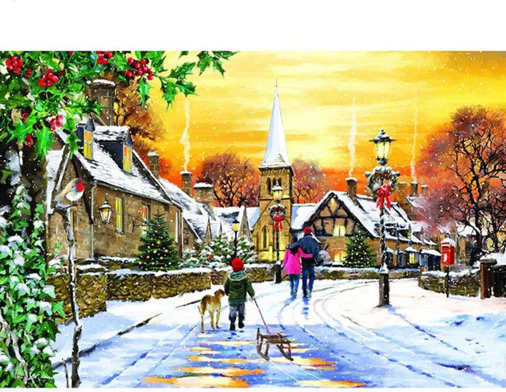 FIYO Diamond Painting Set Familie mit runden Strasssteinen, Mehrfarbig, B: 30 cm x H: 20 cm - Bild 1