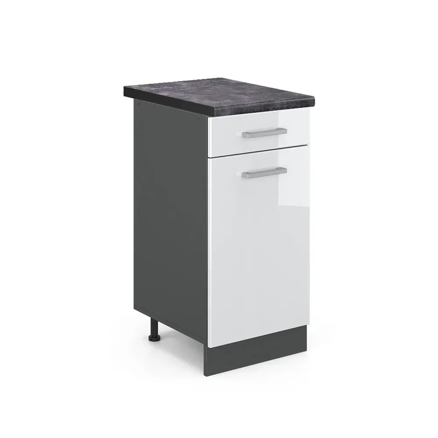 Vicco Küchenunterschrank R-Line Weiß Hochglanz Anthrazit B: 40 cm, T: 60 cm, H: 81,6 cm - Bild 2