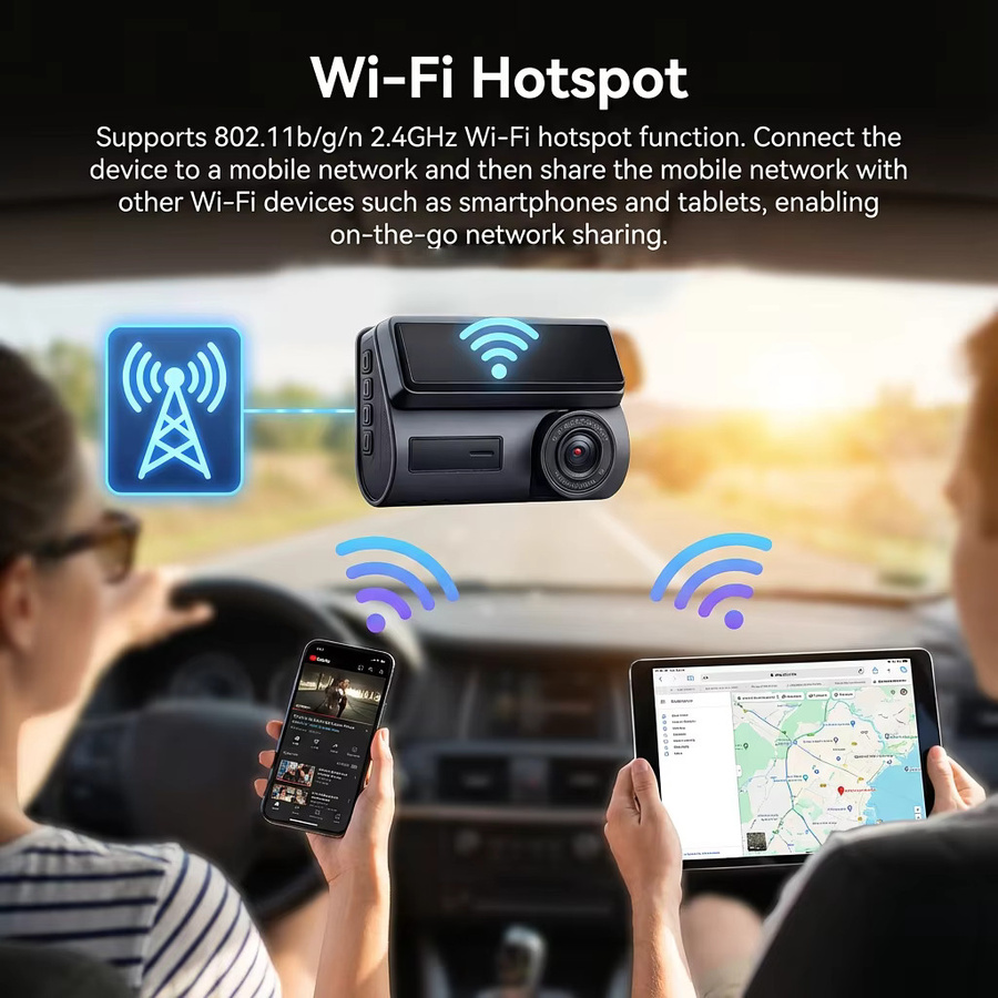 Bluavido 4G Live Streaming Dash Cam mit GPS, 2K Frontkamera und 720P Rückkamera, WiFi, Nachtsicht und 24H Parkmodus, Schwarz - Bild 6