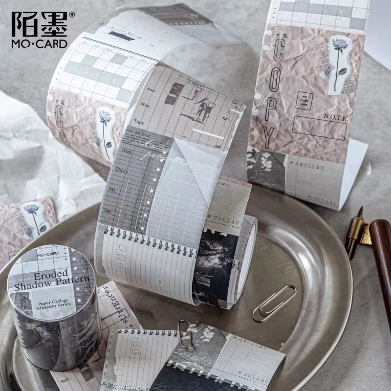 5x Washi-Tape im Vintage-Design mit beschreibbarem Gittermuster, 5 x 200 cm - Bild 2