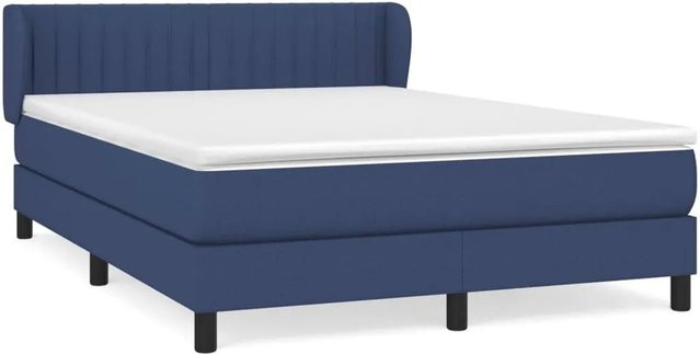 vidaXL Boxspringbett mit Matratze Blau, Hybridbett mit Taschenfederkern, B/T: 140 x 200 cm - Bild 1