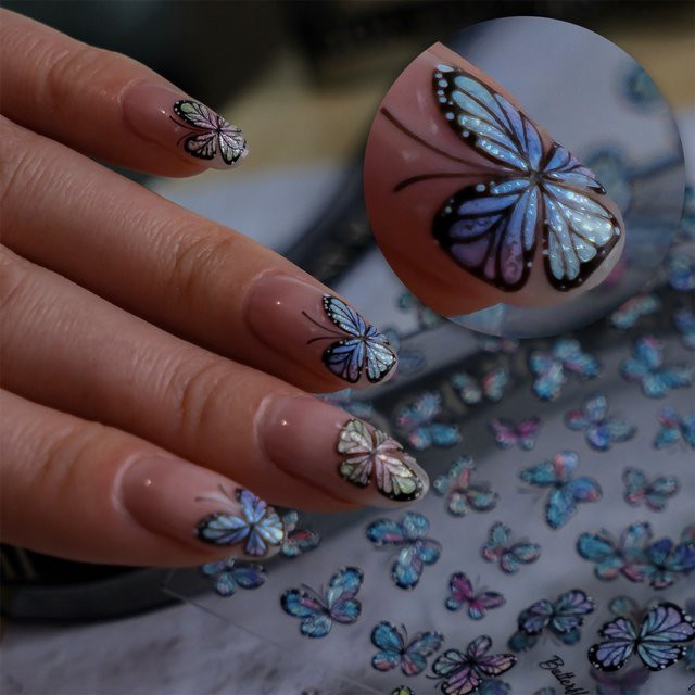 Rhstoe Nagelaufkleber Schmetterling 5D Glitzer, Damen - Bild 1