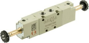 Riegler 5/3-Wegeventil elektropneumatisch Mitte belüftet G 3/8 in Silber - Bild 1