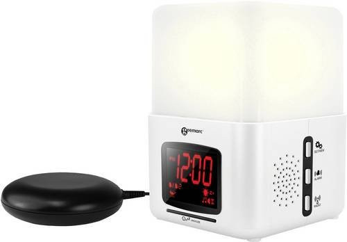 Geemarc JWNS-Light Quarz Wecker Weiß mit Sonnenaufgangsimulation, extra lautem Weckton, Naturgeräuschen und Vibrationskissen - Bild 1