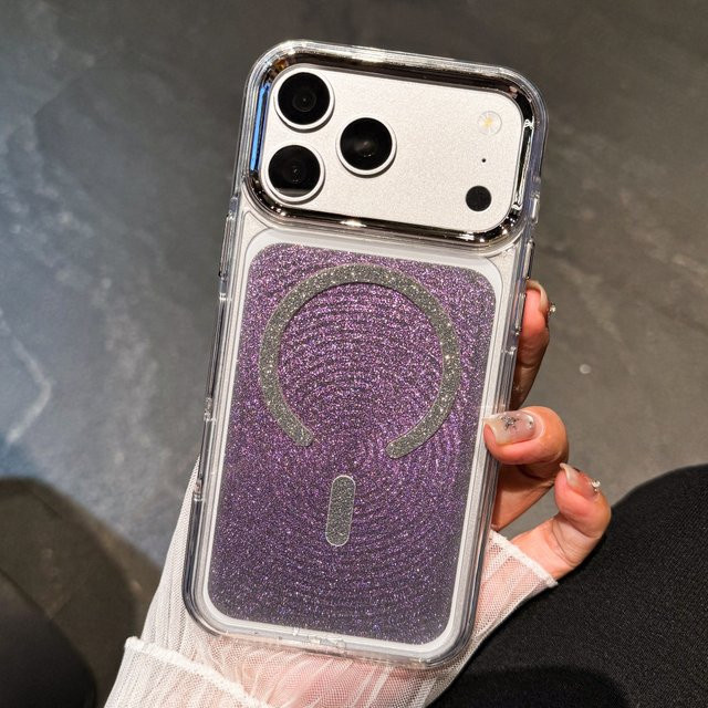 Glitzernde Milchstraßen Handyhülle mit MagSafe-Magnetfunktion für Apple iPhone 17 16 15 14 13 Pro Max in Lila - Bild 1