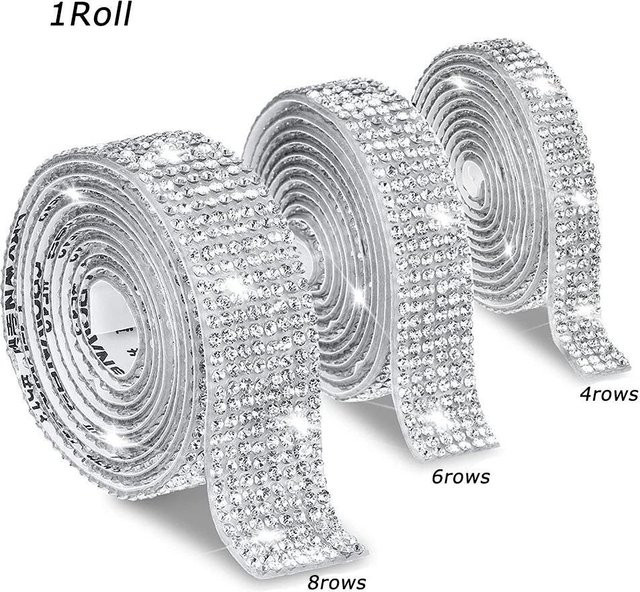 Selbstklebendes Glitzer Strassband in Weiß mit Kristall-Diamant-Applikationen für die Dekoration von Kleidung und Schuhen - Bild 1
