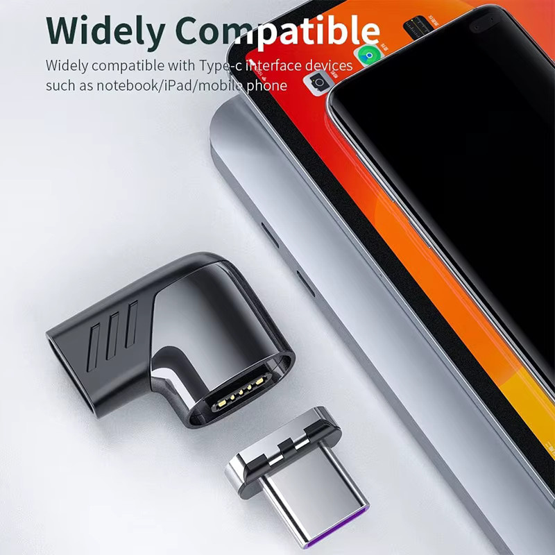 Magnpter Magnetischer USB-C zu Typ-C Adapter für 120W Schnellladung, rechtwinkliger USB-C-Anschluss in Schwarz oder Weiß - Bild 4