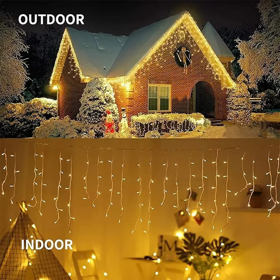 Solar Eiszapfen Lichterkette mit 96 warmweißen LEDs für Outdoor und Garten, Dekorations-Lichterkette für Weihnachten und Partys - Bild 5