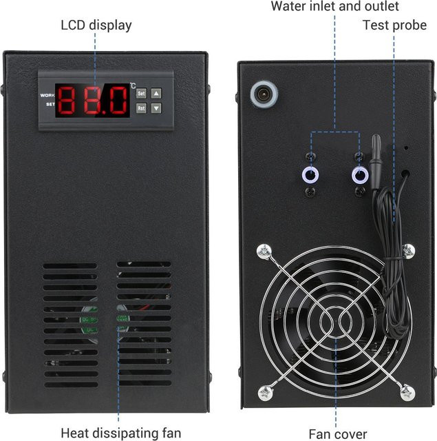 ZuiyouJewelry Aquarium Chiller mit LCD Display, leises Fisch-Kühlungssystem in Schwarz für Aquarien mit bis zu 40L Volumen - Bild 1