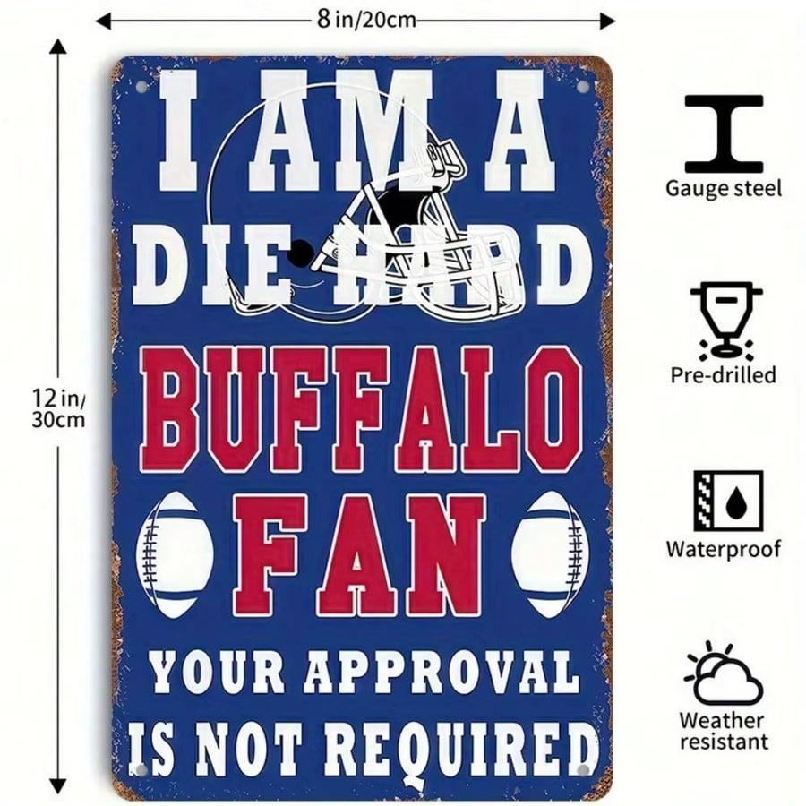 Buffalo Bills Metallschild CIFBUY Blau Rechteckiges Wandschild für Man Cave und Büro - Bild 2