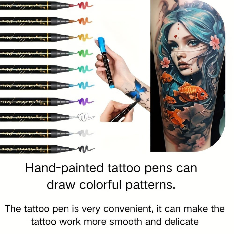 Temporärer Tattoo-Stift, 10 Farben, Set - Bild 2