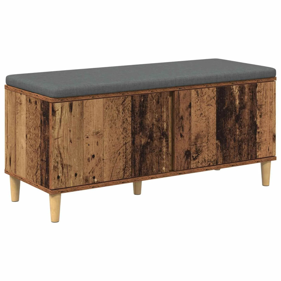 vidaXL Flurbank aus Altholz mit Kissen und Schuhregal in Braun, B/T/H: 100 x 38 x 46 cm - Bild 2