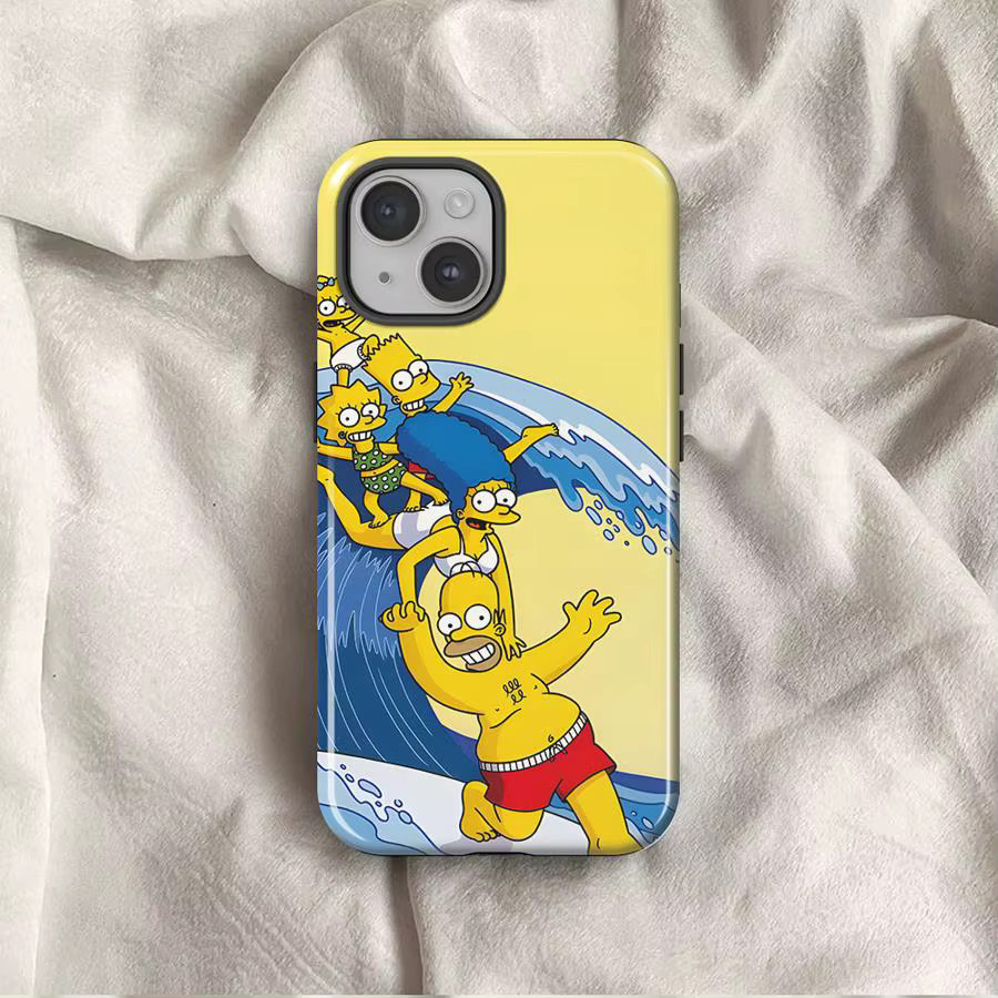 Schutzhülle mit Surfing Homer Jay Simpson Design für Apple iPhone 17 16 15 14 13 12 Pro Max Plus Air XS XR in Multicolour - Bild 1