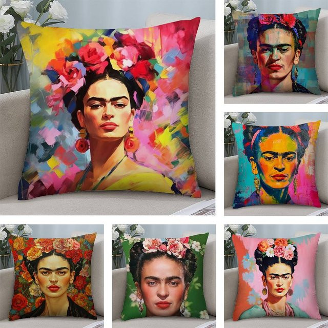 F-Fridas Painting Art Kissenbezug aus weichem Plüschstoff in Multicolor mit doppelseitigem Druck - Bild 1