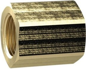 Riegler Muffe mit Außensechskant, reduzierend, G 1/2 Zoll Innengewinde auf M14x1,5, Messing, Gold - Bild 1